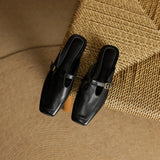 Zaira — Square-Toe T-Strap Mules