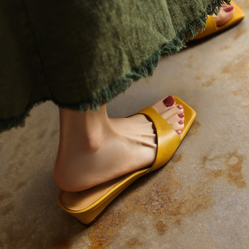 Silvana — Square Open-Toe Wedge Slides