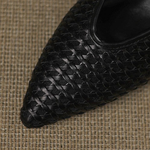 Marta — Woven Kitten-Heel Mules