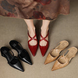 Palmira — Pointed Cross-Strap Flat Mules