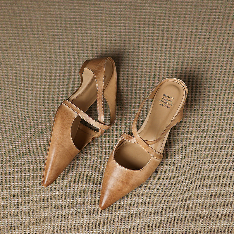 Palmira — Pointed Cross-Strap Flat Mules