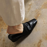 Fabienne — Smooth Square-Toe Wedge Mules