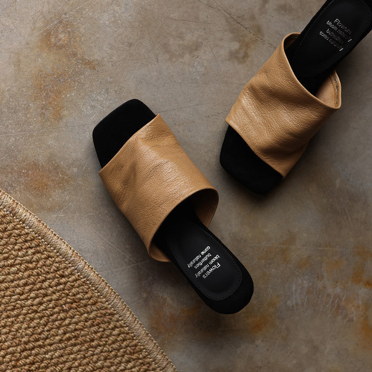 Teresa — Wide-Strap Heeled Slide Mules