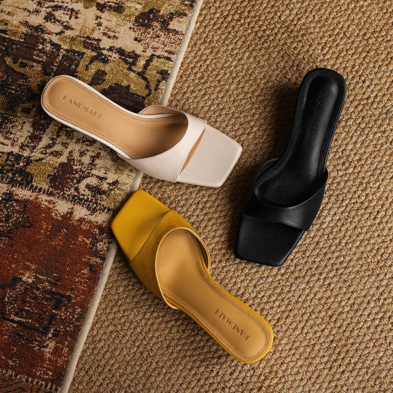 Silvana — Square Open-Toe Wedge Slides