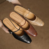 Mercedes — Embossed Mary Jane Block-Heel Mules