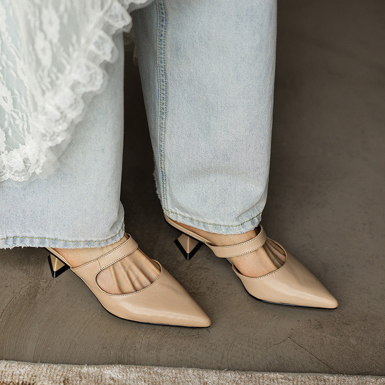 Quinta — Pointed Sculpted-Heel Mules