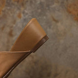 Fabienne — Smooth Square-Toe Wedge Mules
