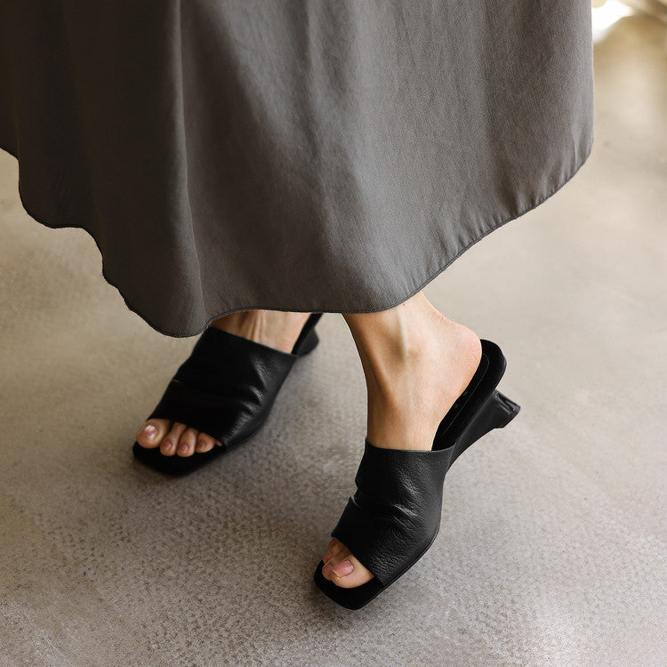 Teresa — Wide-Strap Heeled Slide Mules