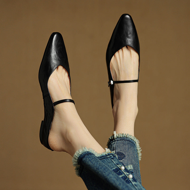 Zelie — Pointed Mary Jane Flat Mules