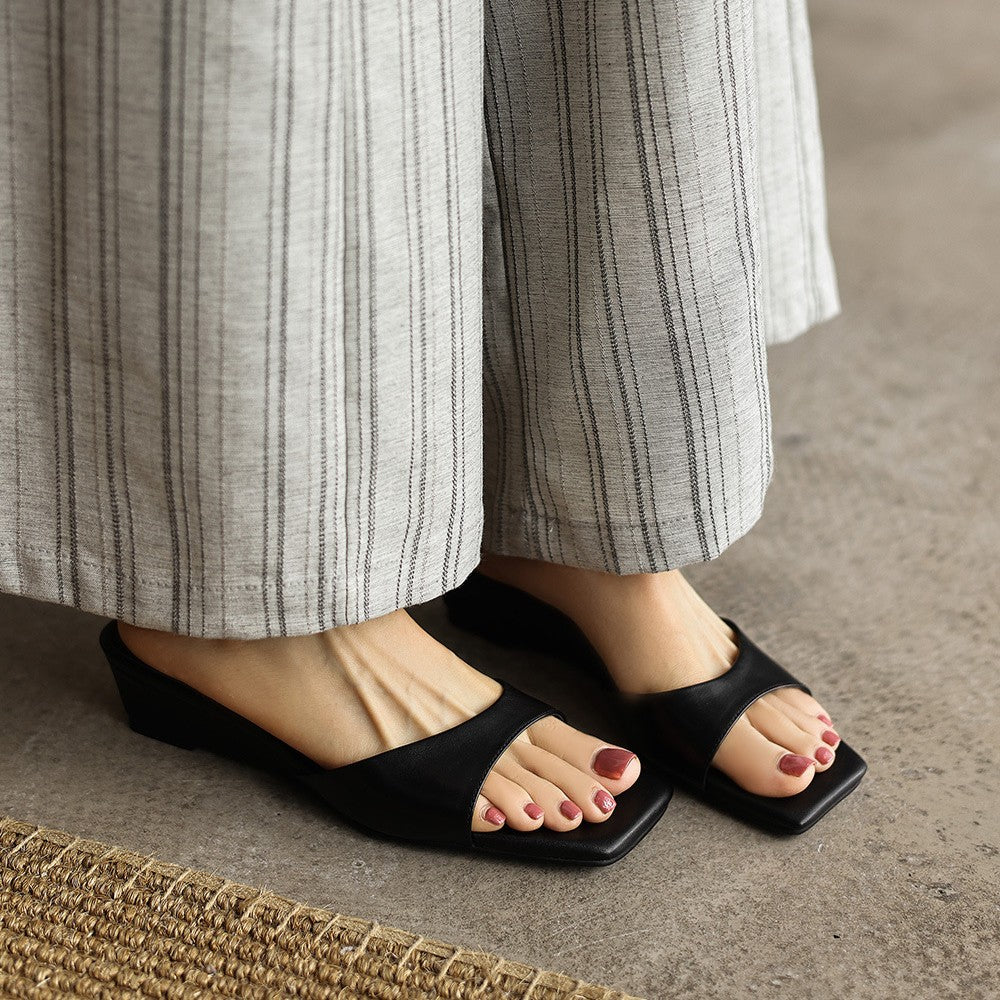 Silvana — Square Open-Toe Wedge Slides