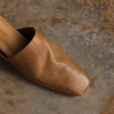 Fabienne — Smooth Square-Toe Wedge Mules