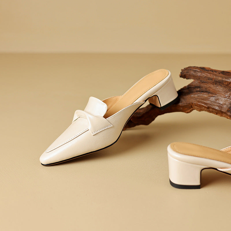 Zoya — Knot-Front Pointed Block-Heel Mules