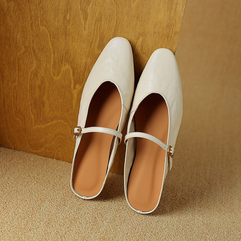Selina — Mary Jane Strap Flat Mules