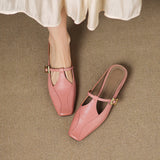 Hephzibah — Buckle T-Strap Flat Mules