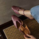 Zaria — T-Bar Block-Heel Mules