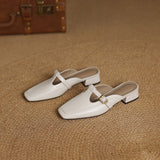 Zaira — Square-Toe T-Strap Mules