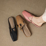 Hephzibah — Buckle T-Strap Flat Mules