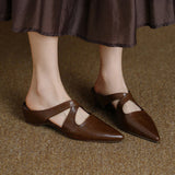 Natalia — Cross-Strap Flat Mules