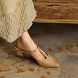 Zaria — T-Bar Block-Heel Mules