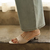 Hanako — Open-Toe Low-Heel Slides