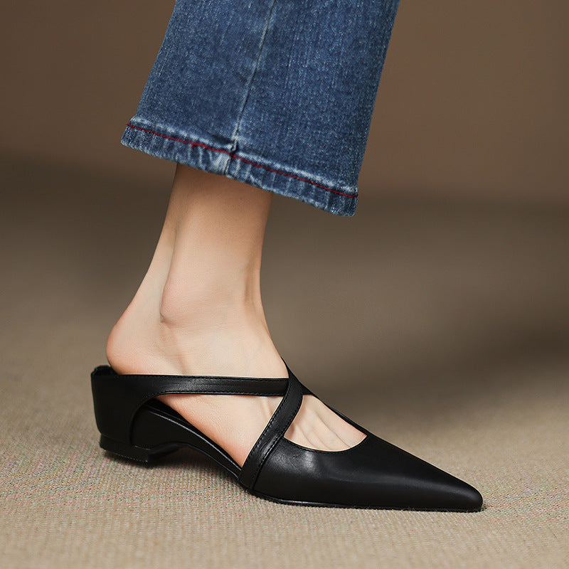 Palmira — Pointed Cross-Strap Flat Mules