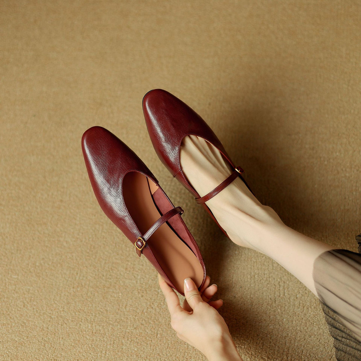 Selina — Mary Jane Strap Flat Mules