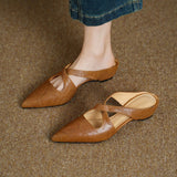 Natalia — Cross-Strap Flat Mules