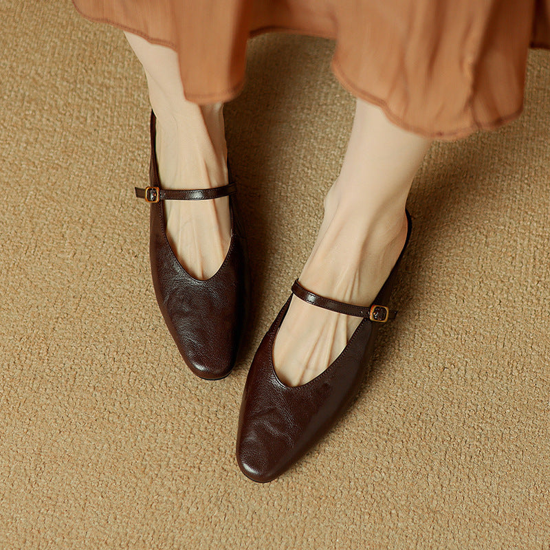 Selina — Mary Jane Strap Flat Mules