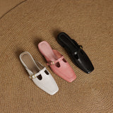 Zaira — Square-Toe T-Strap Mules