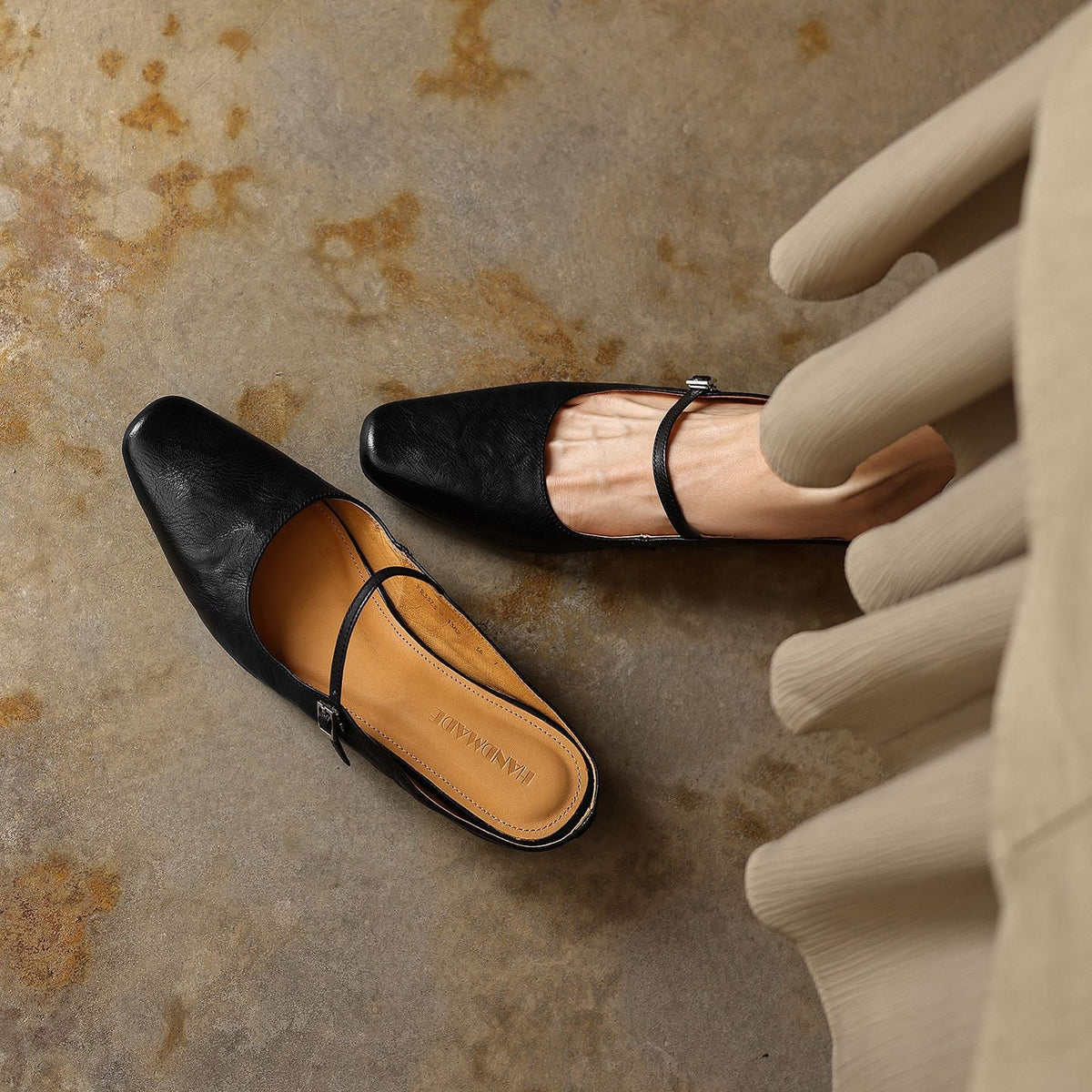 Lilla — Buckle-Strap Block-Heel Mules