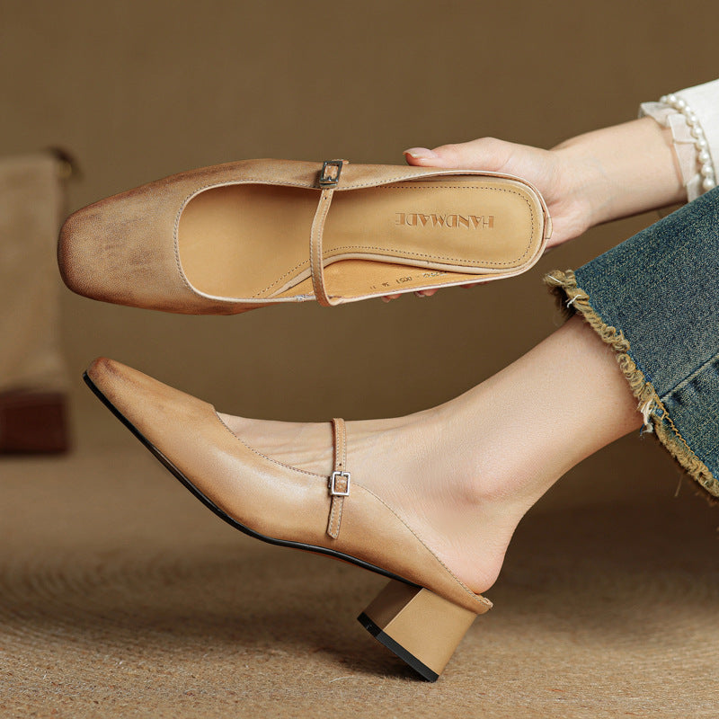Katerina — Mary Jane Block-Heel Mules