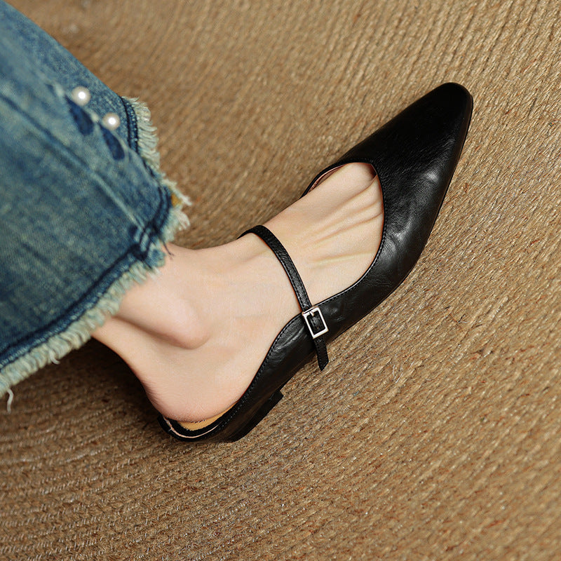 Zelie — Pointed Mary Jane Flat Mules