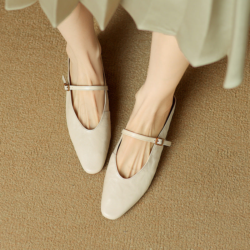 Selina — Mary Jane Strap Flat Mules