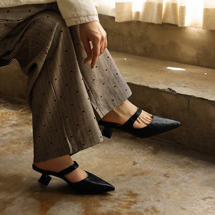 Quinta — Pointed Sculpted-Heel Mules