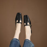 Zaira — Square-Toe T-Strap Mules