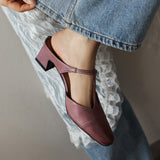 Zaria — T-Bar Block-Heel Mules