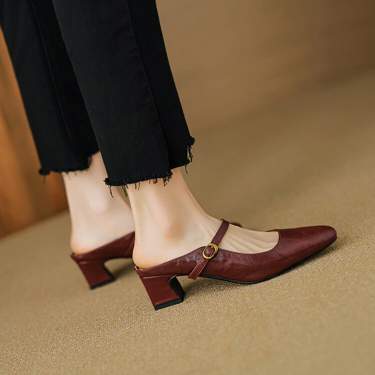 Orsina — Strap Block-Heel Mules