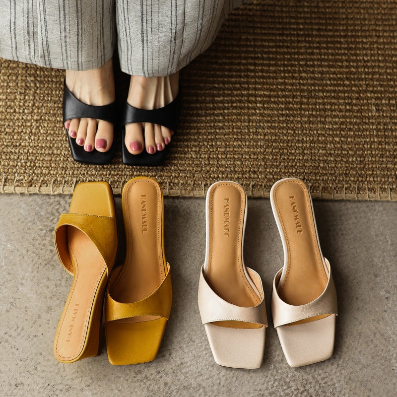 Silvana — Square Open-Toe Wedge Slides
