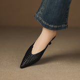 Marta — Woven Kitten-Heel Mules