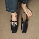 Hephzibah — Buckle T-Strap Flat Mules