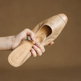 Mercedes — Embossed Mary Jane Block-Heel Mules