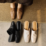 Fabienne — Smooth Square-Toe Wedge Mules