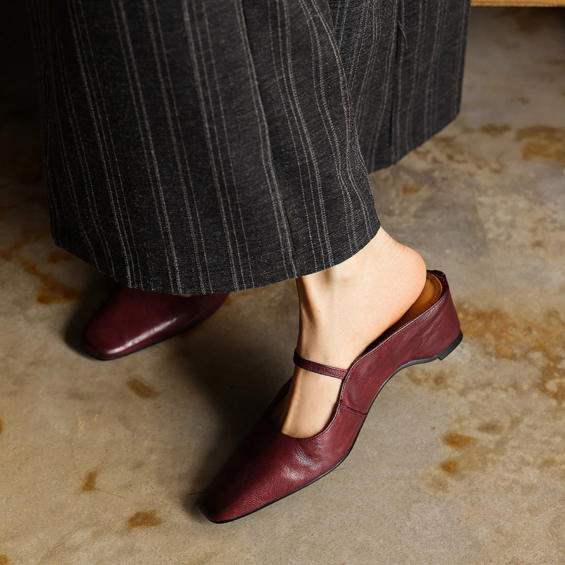 Lilla — Buckle-Strap Block-Heel Mules