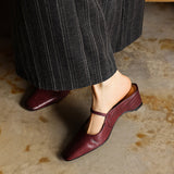Lilla — Buckle-Strap Block-Heel Mules