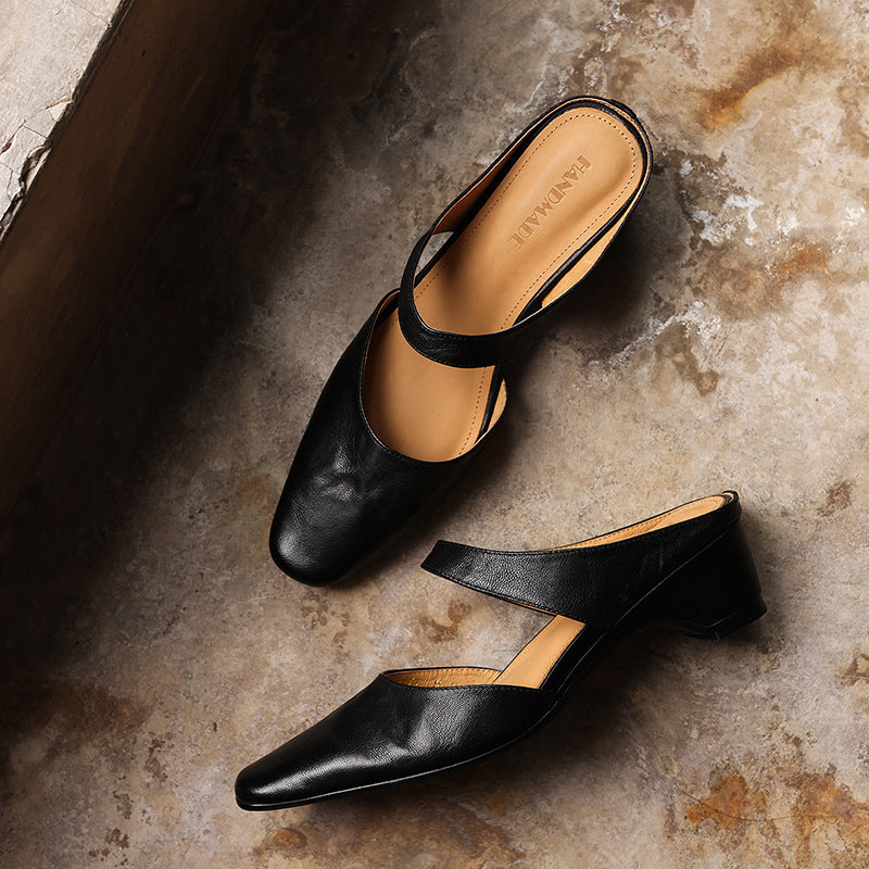 Oriana — Square-Toe Wedge Mules