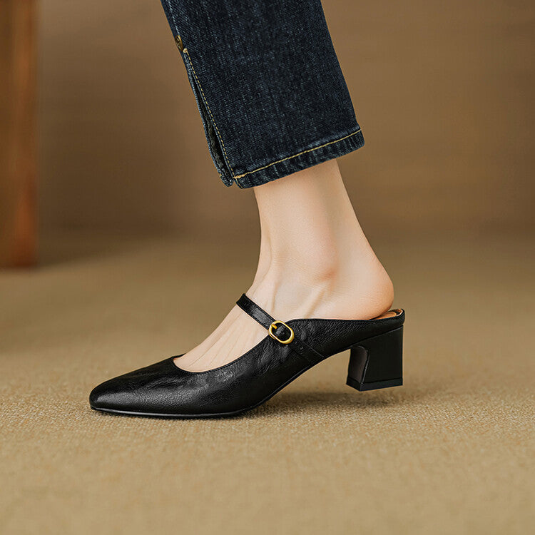 Orsina — Strap Block-Heel Mules