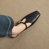 Hephzibah — Buckle T-Strap Flat Mules