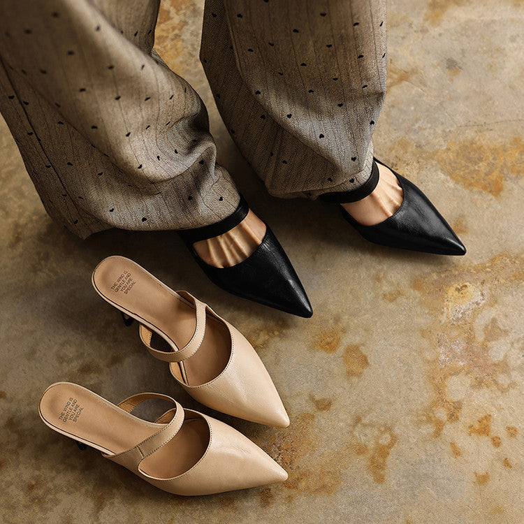 Quinta — Pointed Sculpted-Heel Mules