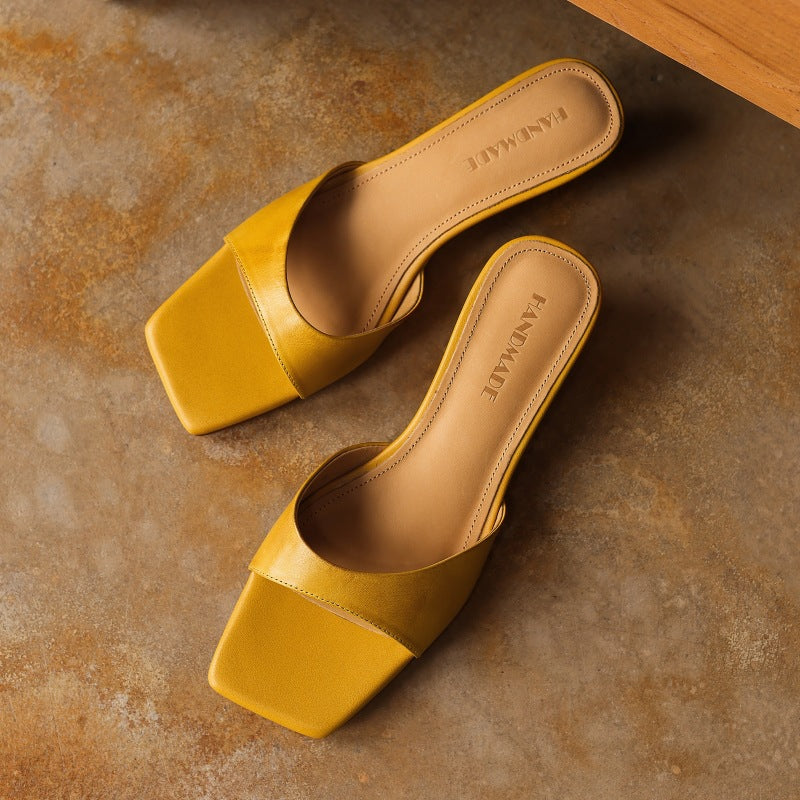 Silvana — Square Open-Toe Wedge Slides