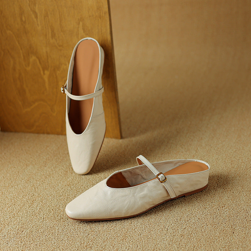 Selina — Mary Jane Strap Flat Mules